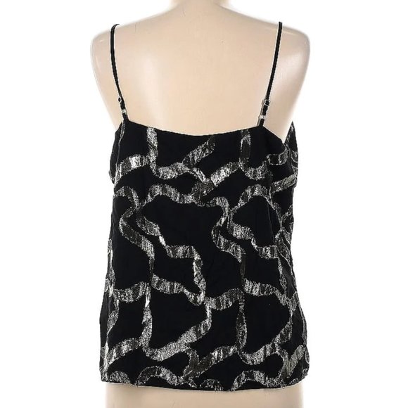 Ann Taylor Metallic camisole top blouse black silver medium M - Picture 2 of 2